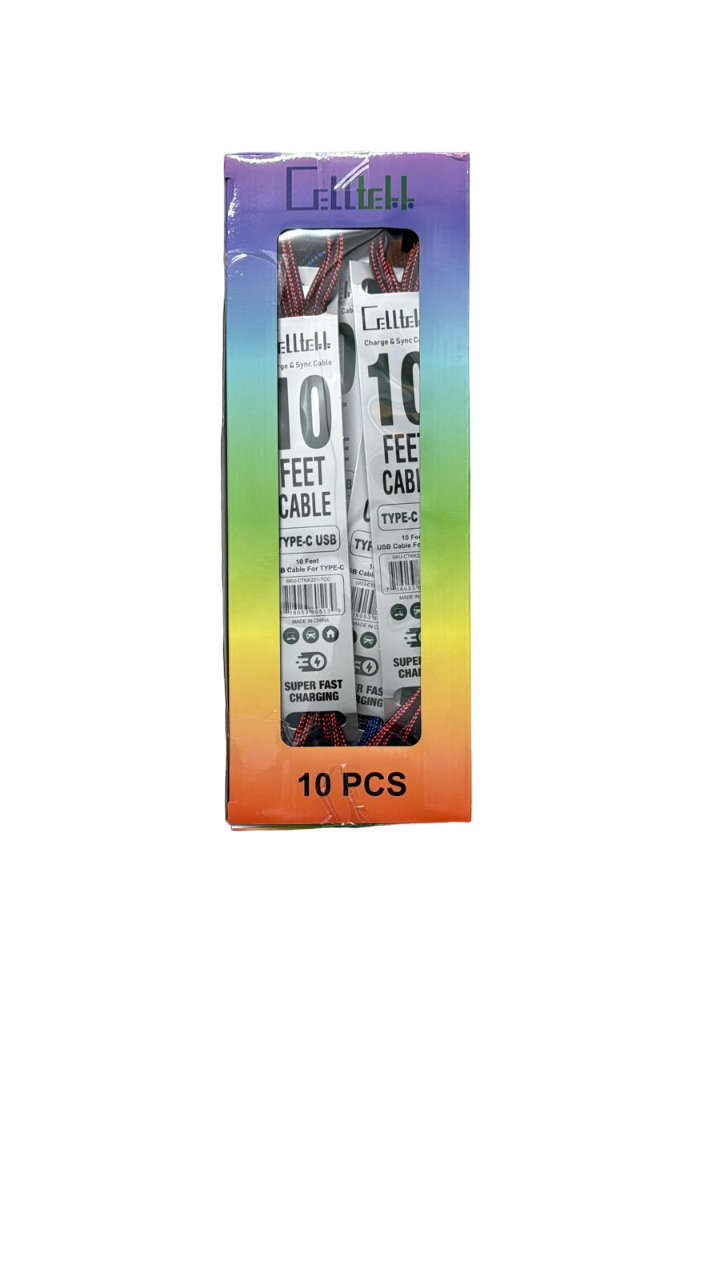 CELLTELL 10 FEET CHARGE & SYNC CABLE - DISPLAY OF 10