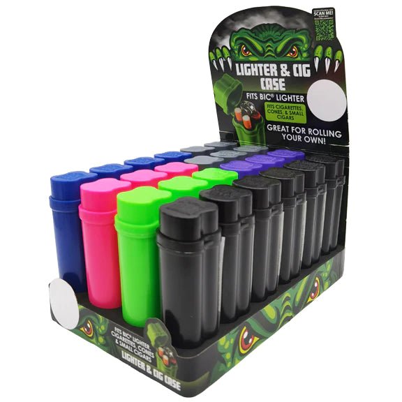 SMOKE ZILLA LIGHTER & CIG CASE ASSORTED - DISPLAY OF 24
