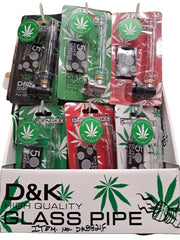 D & K DENGKE HIGH QUALITY GLASS TUBE AND METAL HEAD PIPE - DISPLAY OF 24 DK8821F