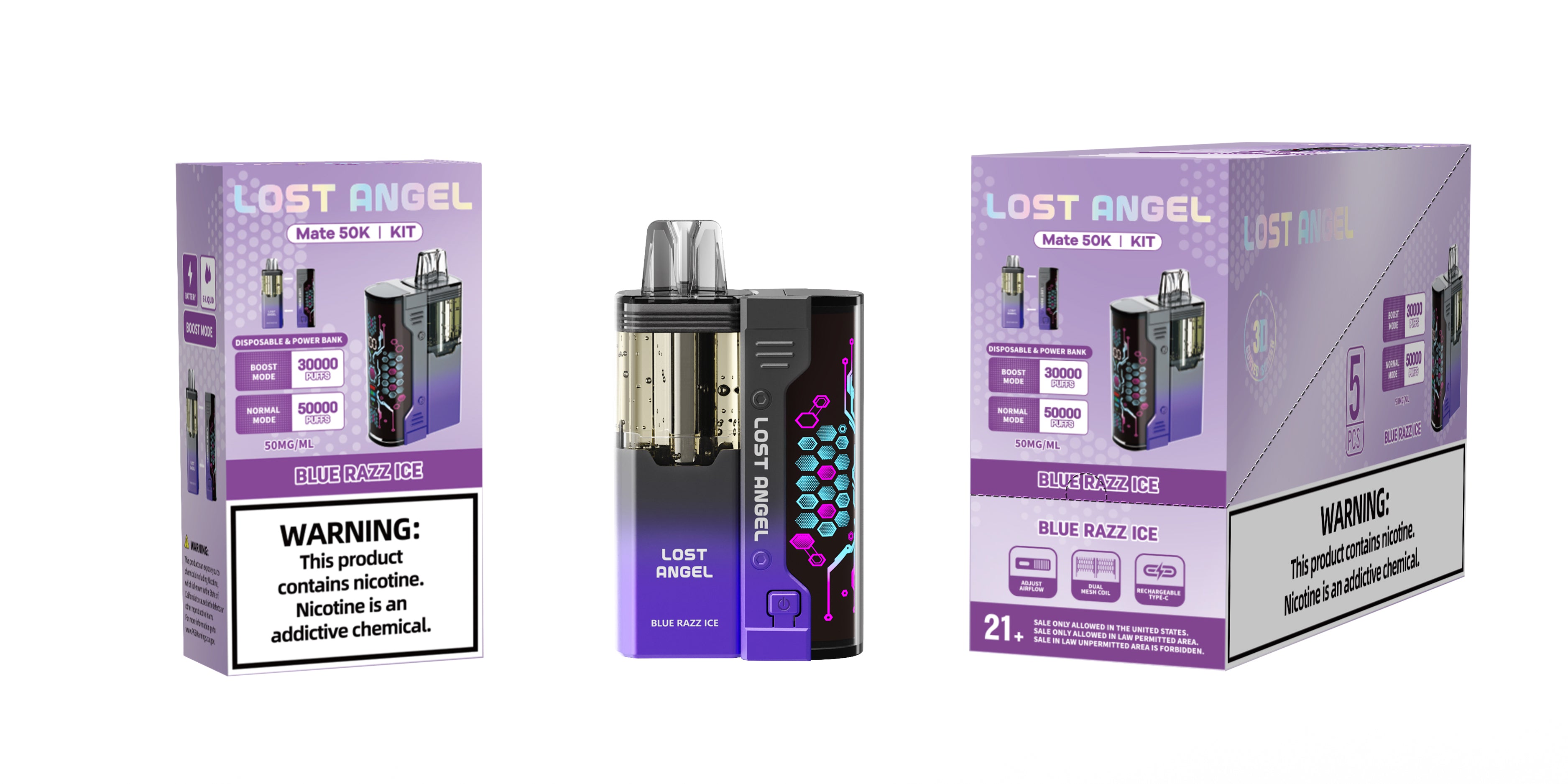 LOST ANGEL MATE 50K PUFFS DISPOSABLE & POWER BANK KIT - DISPLAY OF 5