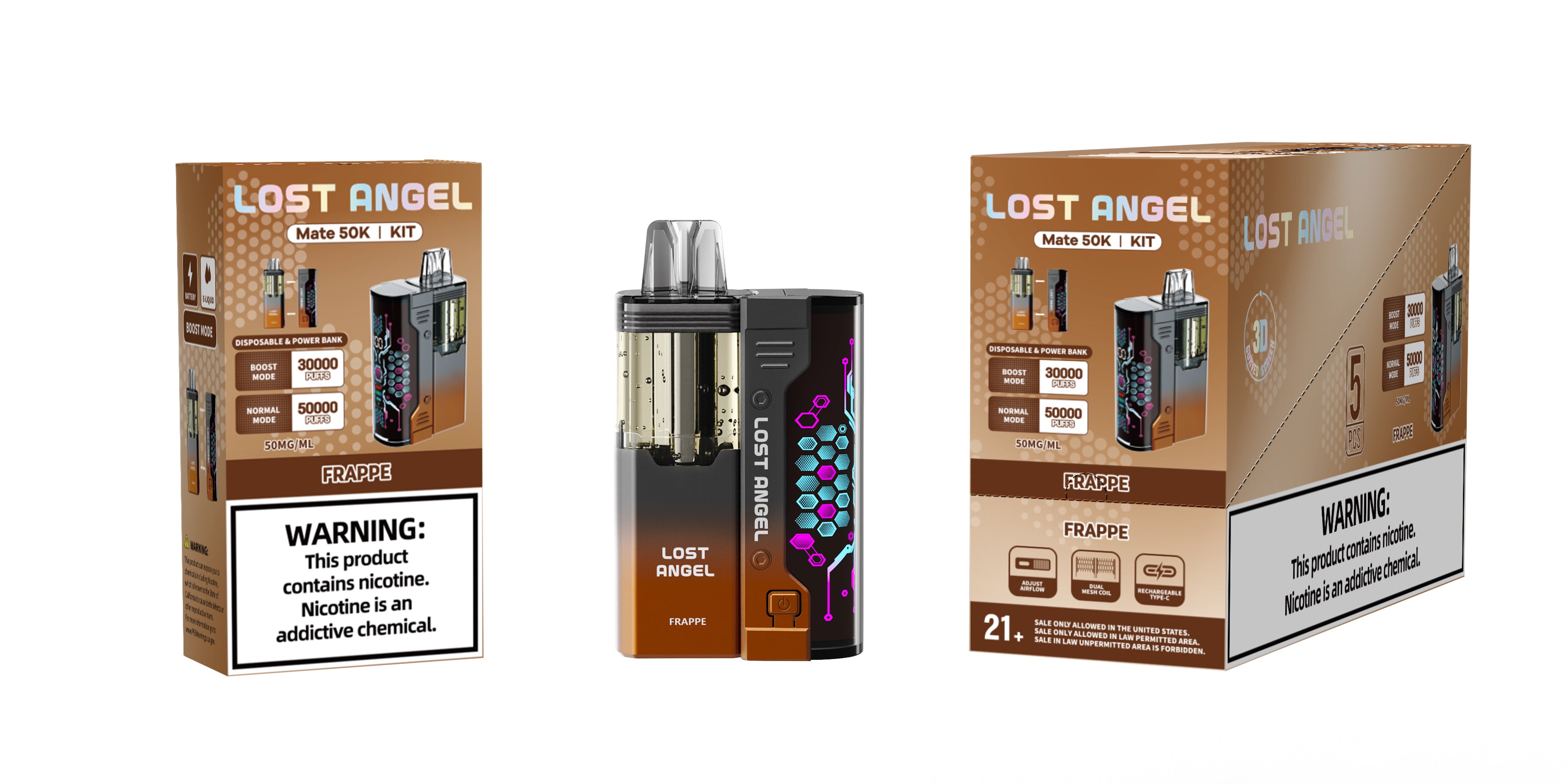 LOST ANGEL MATE 50K PUFFS DISPOSABLE & POWER BANK KIT - DISPLAY OF 5