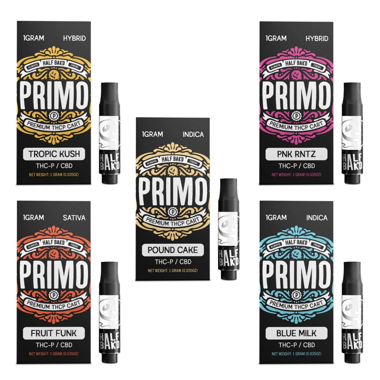 HALF BAK'D PRIMO 1G CARTRIDGE - PACK OF 5