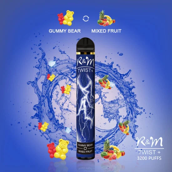 R & M TWIST PLUS 3200 PUFFS DISPOSABLE VAPE - DISPLAY OF 10