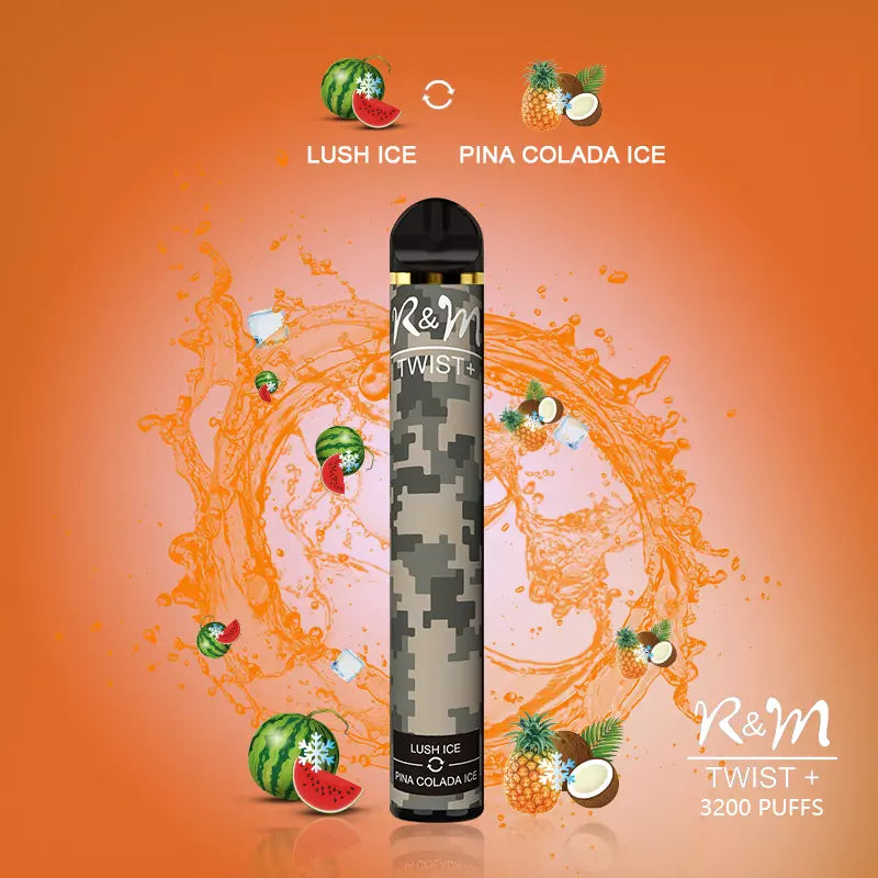 R & M TWIST PLUS 3200 PUFFS DISPOSABLE VAPE - DISPLAY OF 10