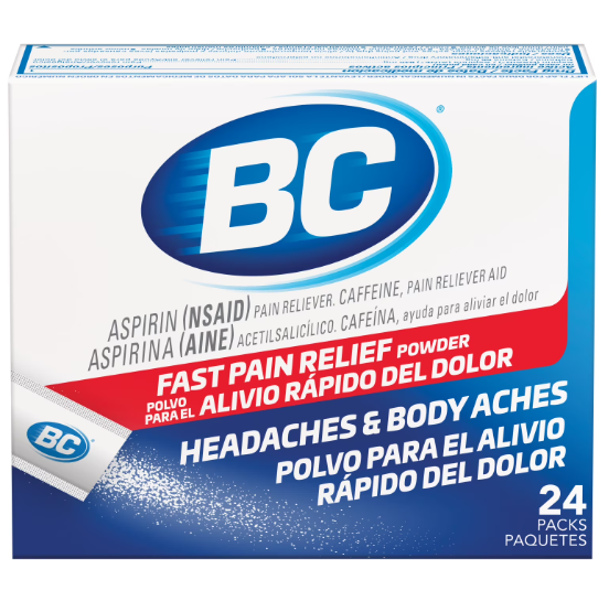 BC ASPIRIN HEADACHES & BODY ACHES PAIN RELIEF POWDER (6 PACK EACH) - DISPLAY OF 24