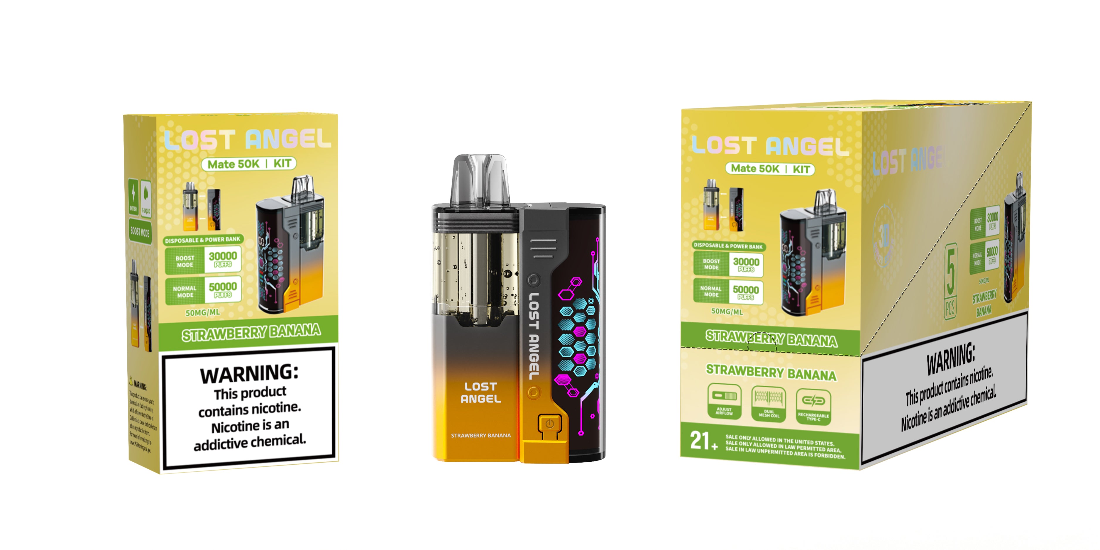 LOST ANGEL MATE 50K PUFFS DISPOSABLE & POWER BANK KIT - DISPLAY OF 5