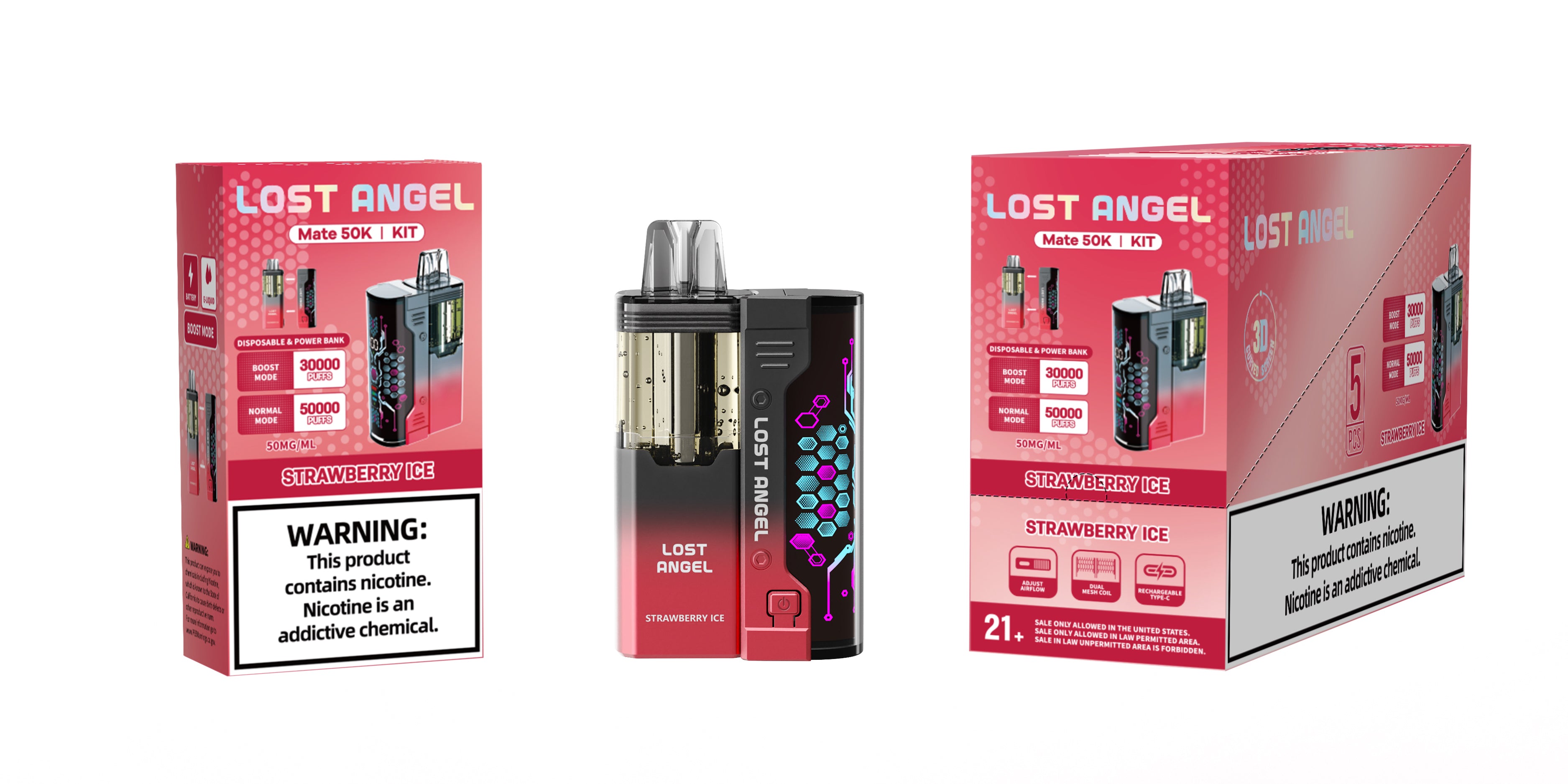 LOST ANGEL MATE 50K PUFFS DISPOSABLE & POWER BANK KIT - DISPLAY OF 5