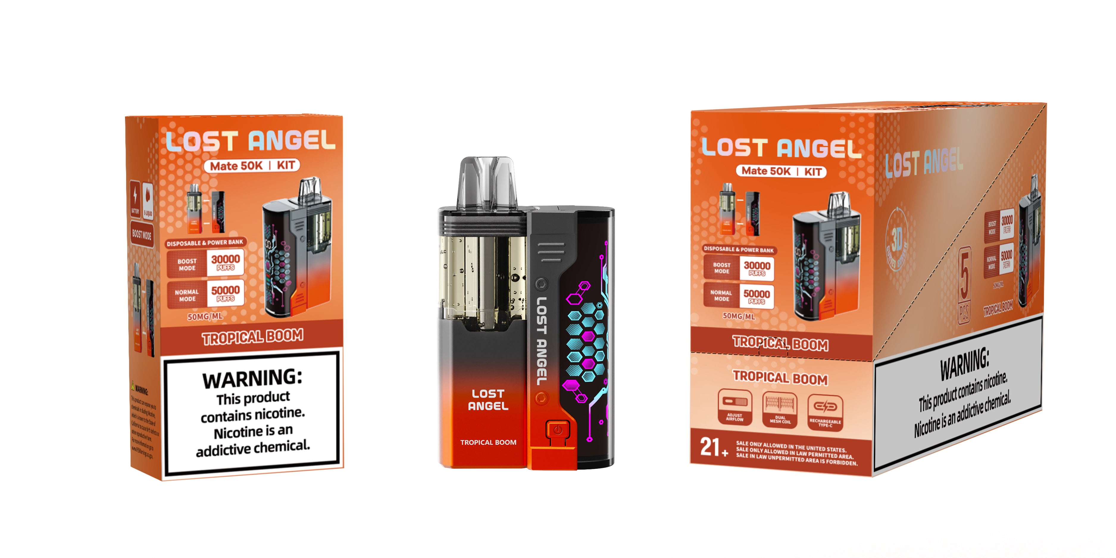 LOST ANGEL MATE 50K PUFFS DISPOSABLE & POWER BANK KIT - DISPLAY OF 5