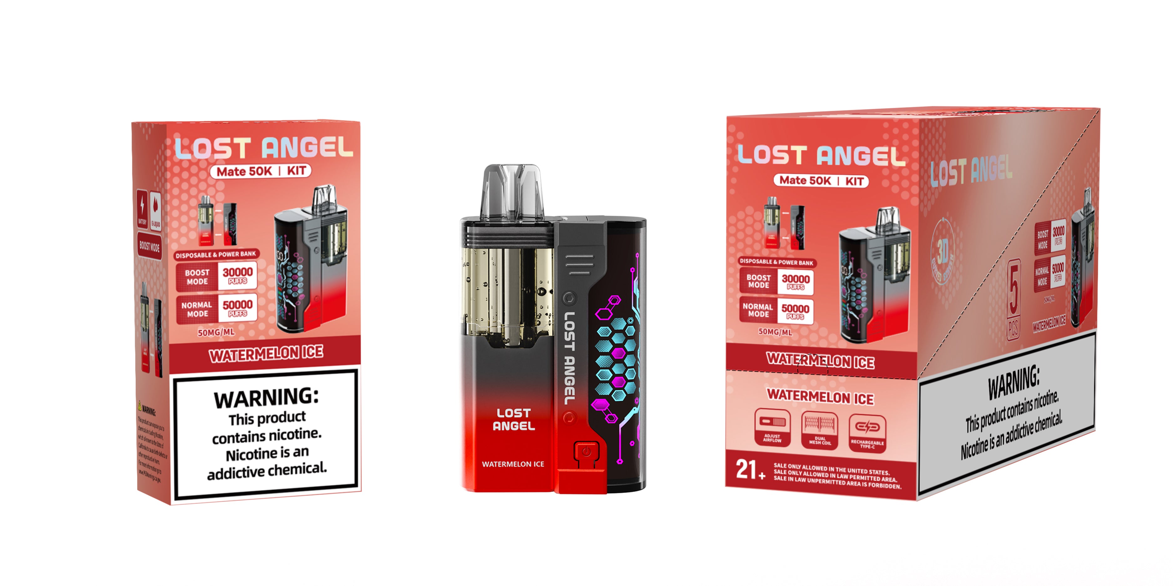 LOST ANGEL MATE 50K PUFFS DISPOSABLE & POWER BANK KIT - DISPLAY OF 5