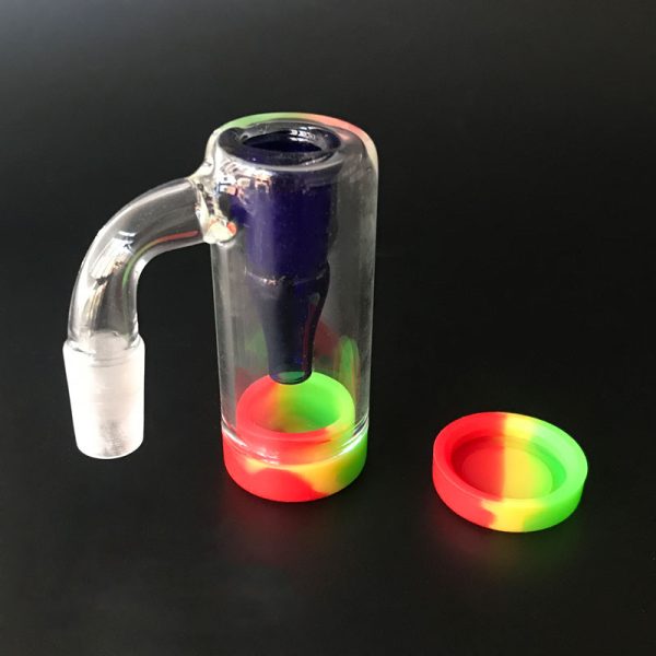 "14"MM MALE GLASS ASH CATCHER WITH SILICONE CONTAINER A1