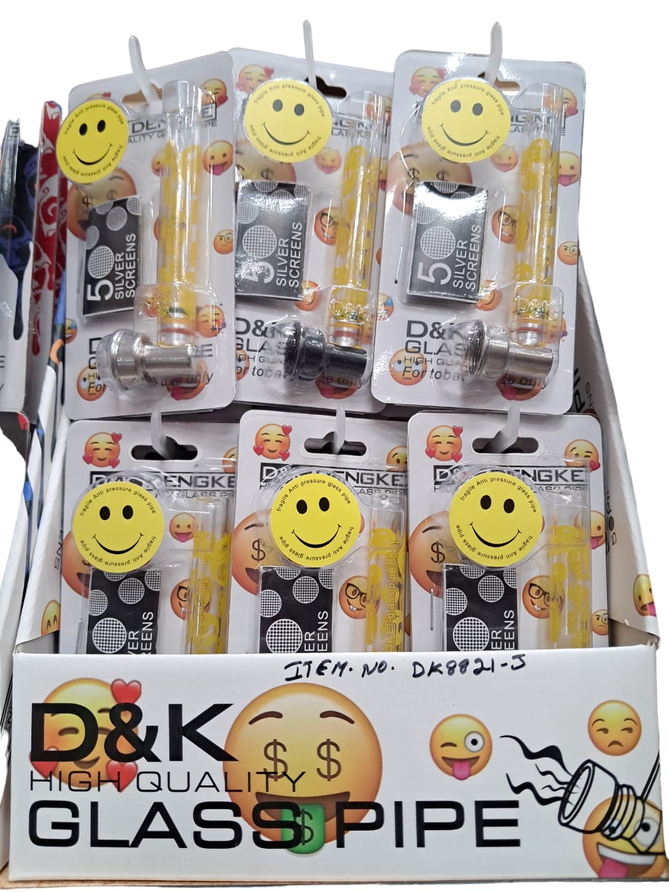 D & K DENGKE 4.5 INCH HIGH QUALITY WITH TRIPLE RING ANS SKULL ETCHED HAND PIPE - DISPLAY OF 24 DK8821J