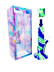 KANDY WATER PIPE SILICONE 14" STRAIGHT TUBE W/LINES IN THE MIDDLE & GLASS SLITTED PERC W/PVC COVER - ASSORTED